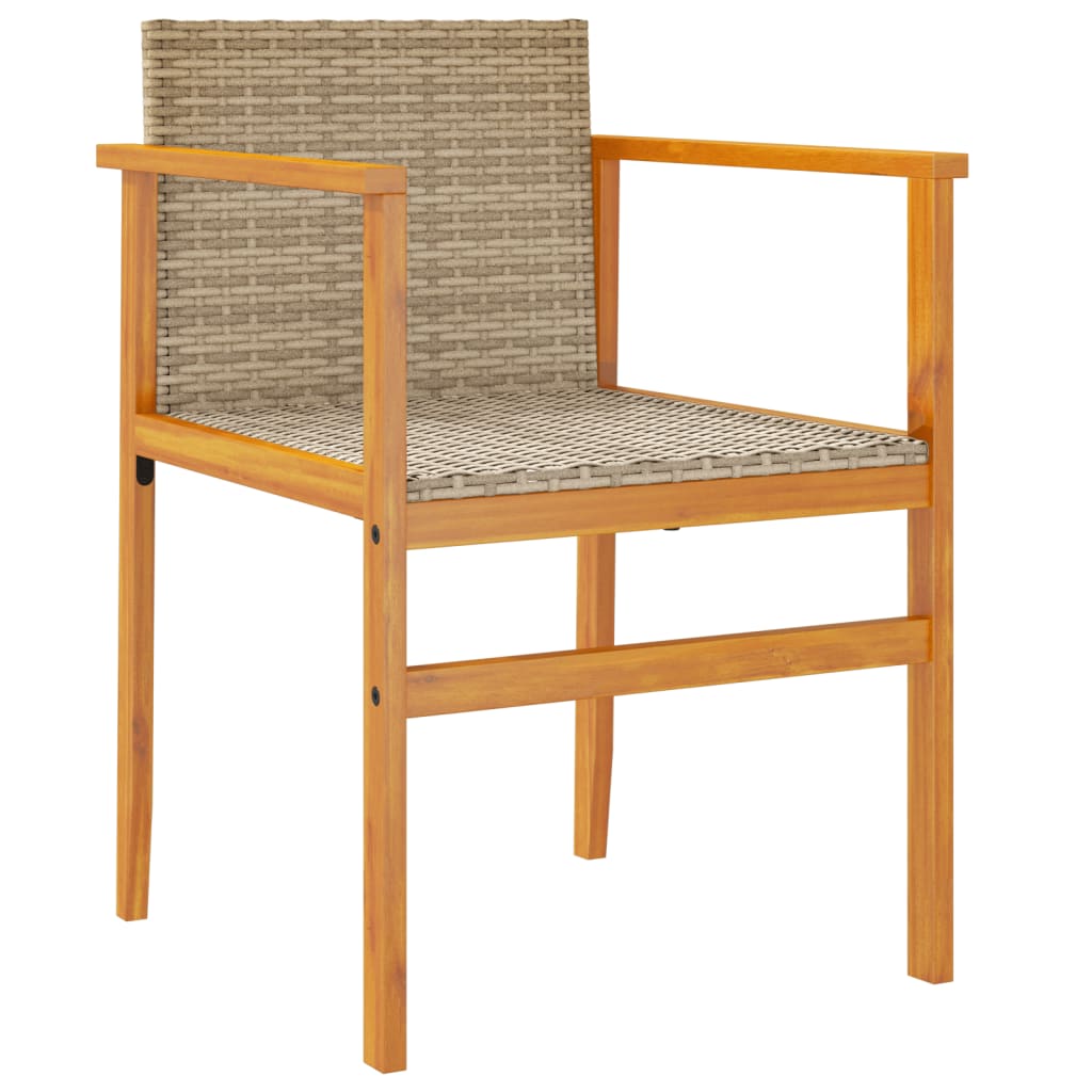 vidaXL Garden Chairs 2 pcs Beige Poly Rattan&Solid Wood 4