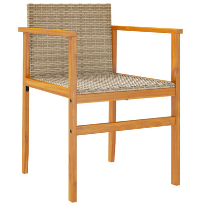 vidaXL Garden Chairs 2 pcs Beige Poly Rattan&Solid Wood 4