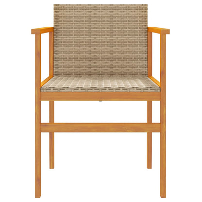vidaXL Garden Chairs 2 pcs Beige Poly Rattan&Solid Wood 5
