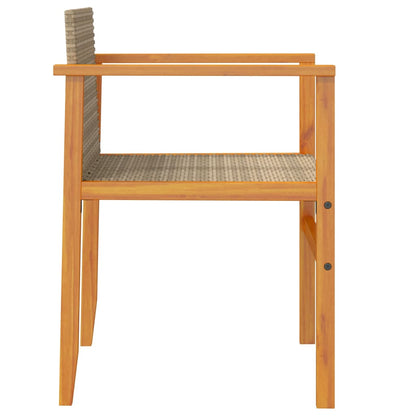vidaXL Garden Chairs 2 pcs Beige Poly Rattan&Solid Wood 6
