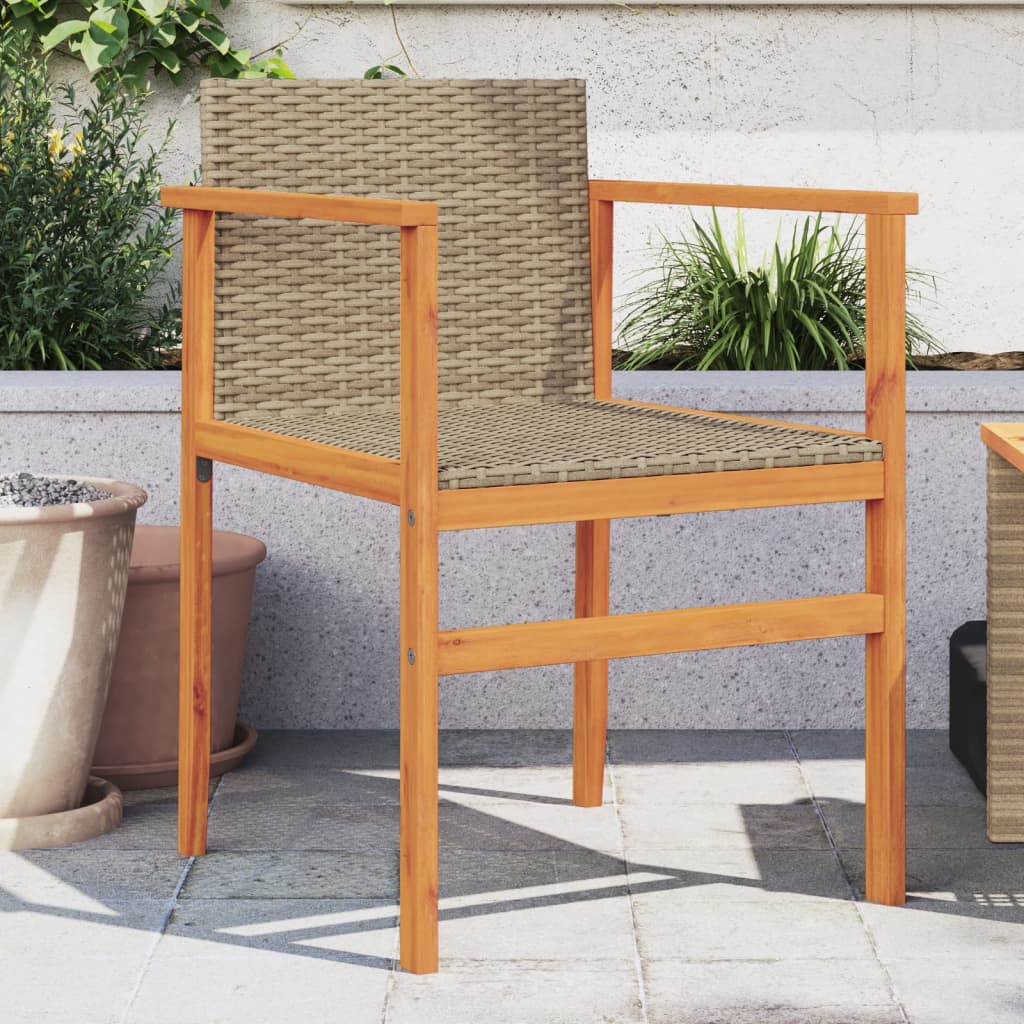 vidaXL Garden Chairs 2 pcs Beige Poly Rattan&Solid Wood 1