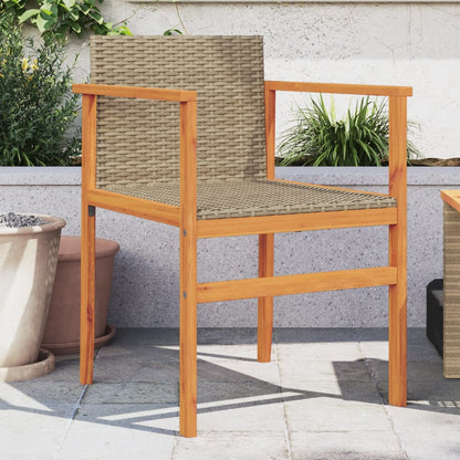 vidaXL Garden Chairs 2 pcs Beige Poly Rattan&Solid Wood 1
