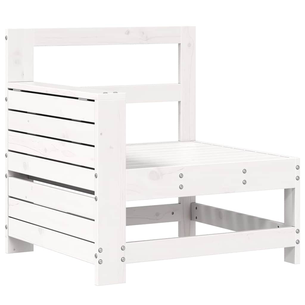 vidaXL Garden Armrest Sofa with Side Table White Solid Wood Pine 2