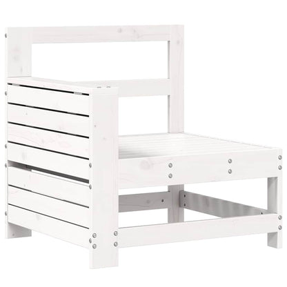 vidaXL Garden Armrest Sofa with Side Table White Solid Wood Pine 2