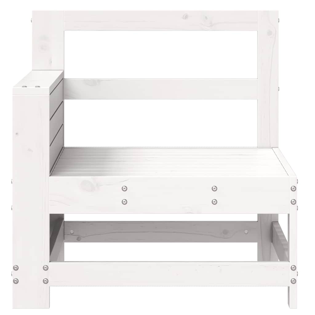 vidaXL Garden Armrest Sofa with Side Table White Solid Wood Pine 4