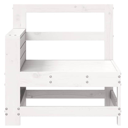 vidaXL Garden Armrest Sofa with Side Table White Solid Wood Pine 4