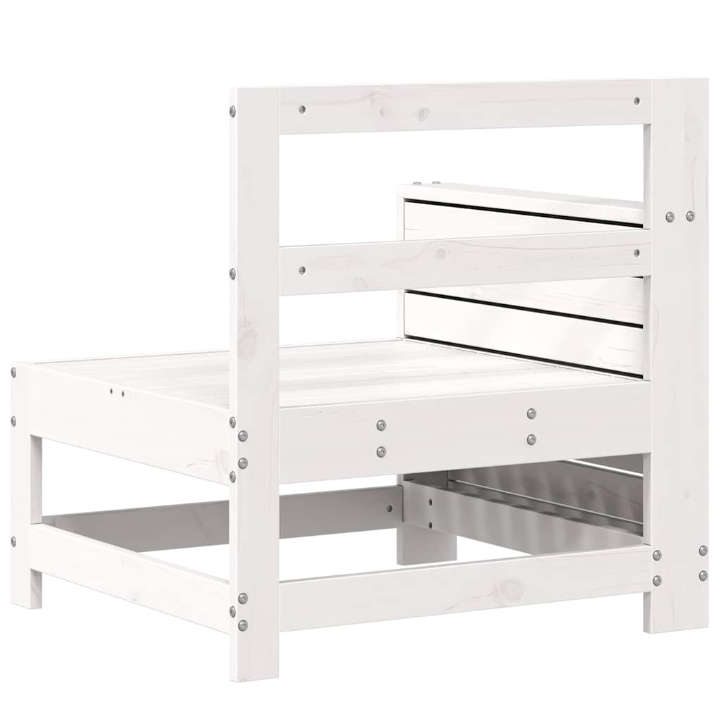vidaXL Garden Armrest Sofa with Side Table White Solid Wood Pine 6