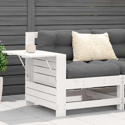 vidaXL Garden Armrest Sofa with Side Table White Solid Wood Pine 1