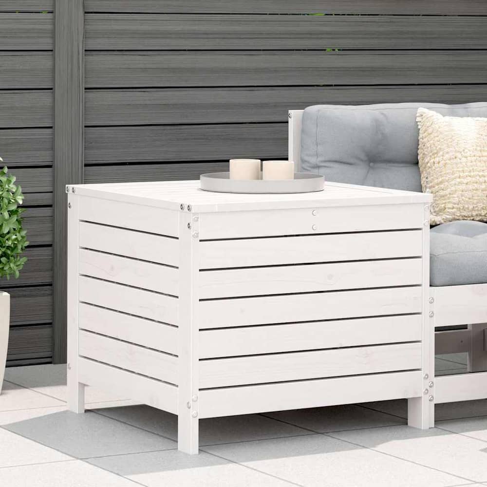 White 100x50x75 cm Solid Wood Pine White Pinewood Tall footstool