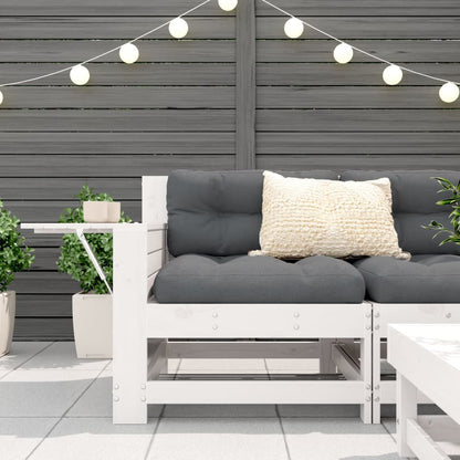 vidaXL Garden Armrest Sofa with Cushion White Solid Wood Pine 3