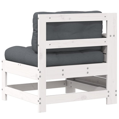 vidaXL Garden Armrest Sofa with Cushion White Solid Wood Pine 6