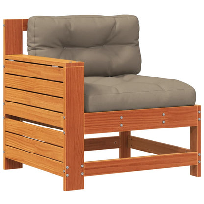 vidaXL Garden Armrest Sofa with Cushion Wax Brown Solid Wood Pine 2