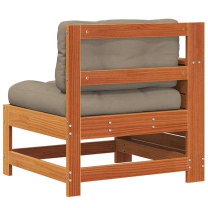 vidaXL Garden Armrest Sofa with Cushion Wax Brown Solid Wood Pine 6