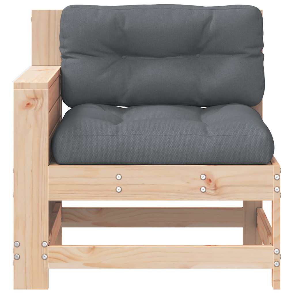 vidaXL Garden Armrest Sofa with Cushion Solid Wood Pine 4