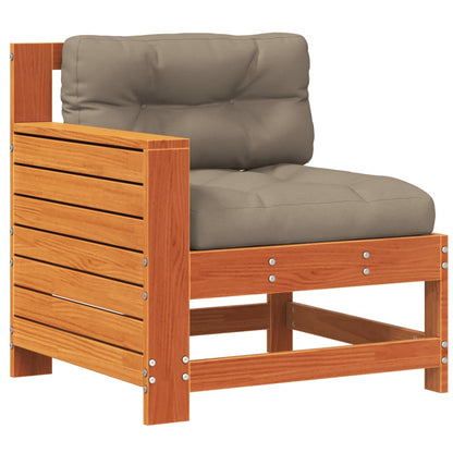 vidaXL Garden Armrest Sofa with Cushion Wax Brown Solid Wood Pine 2
