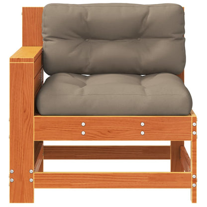 vidaXL Garden Armrest Sofa with Cushion Wax Brown Solid Wood Pine 4