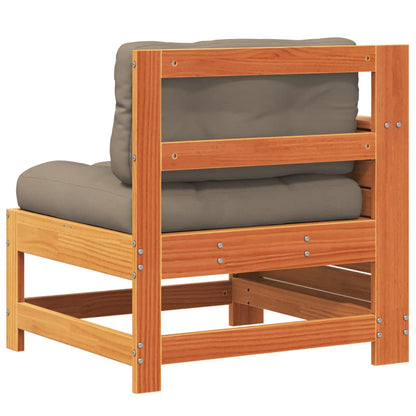 vidaXL Garden Armrest Sofa with Cushion Wax Brown Solid Wood Pine 6