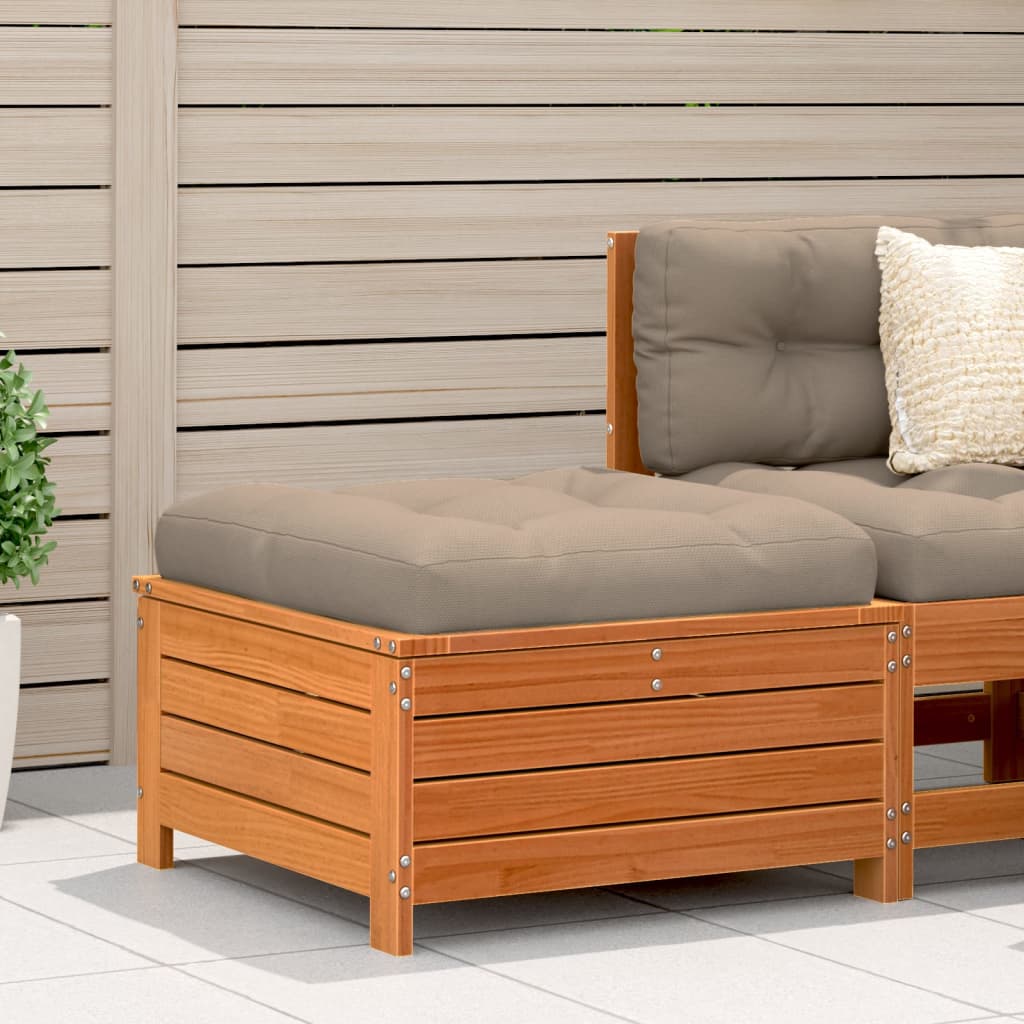 vidaXL Garden Footstool with Cushion Wax Brown Solid Wood Pine 1
