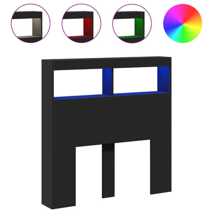 vidaXL Headboard Cabinet with LED Black 100x17x102 cm 2