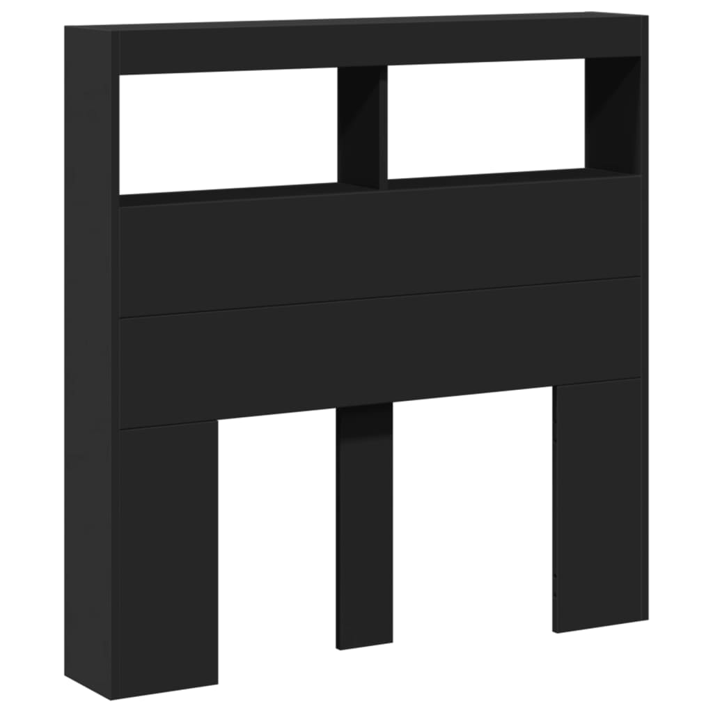 vidaXL Headboard Cabinet with LED Black 100x17x102 cm 3