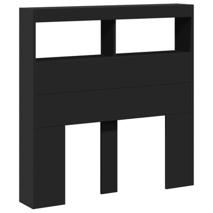 vidaXL Headboard Cabinet with LED Black 100x17x102 cm 3