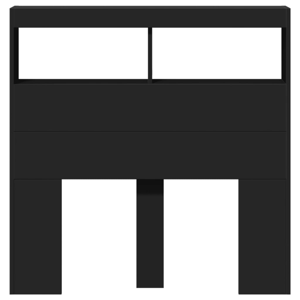vidaXL Headboard Cabinet with LED Black 100x17x102 cm 6