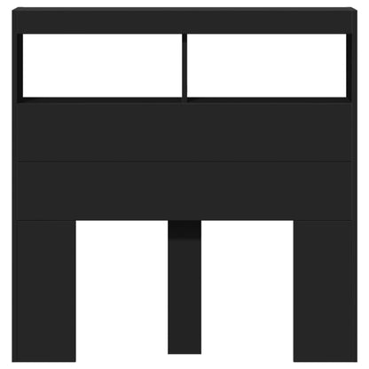 vidaXL Headboard Cabinet with LED Black 100x17x102 cm 6