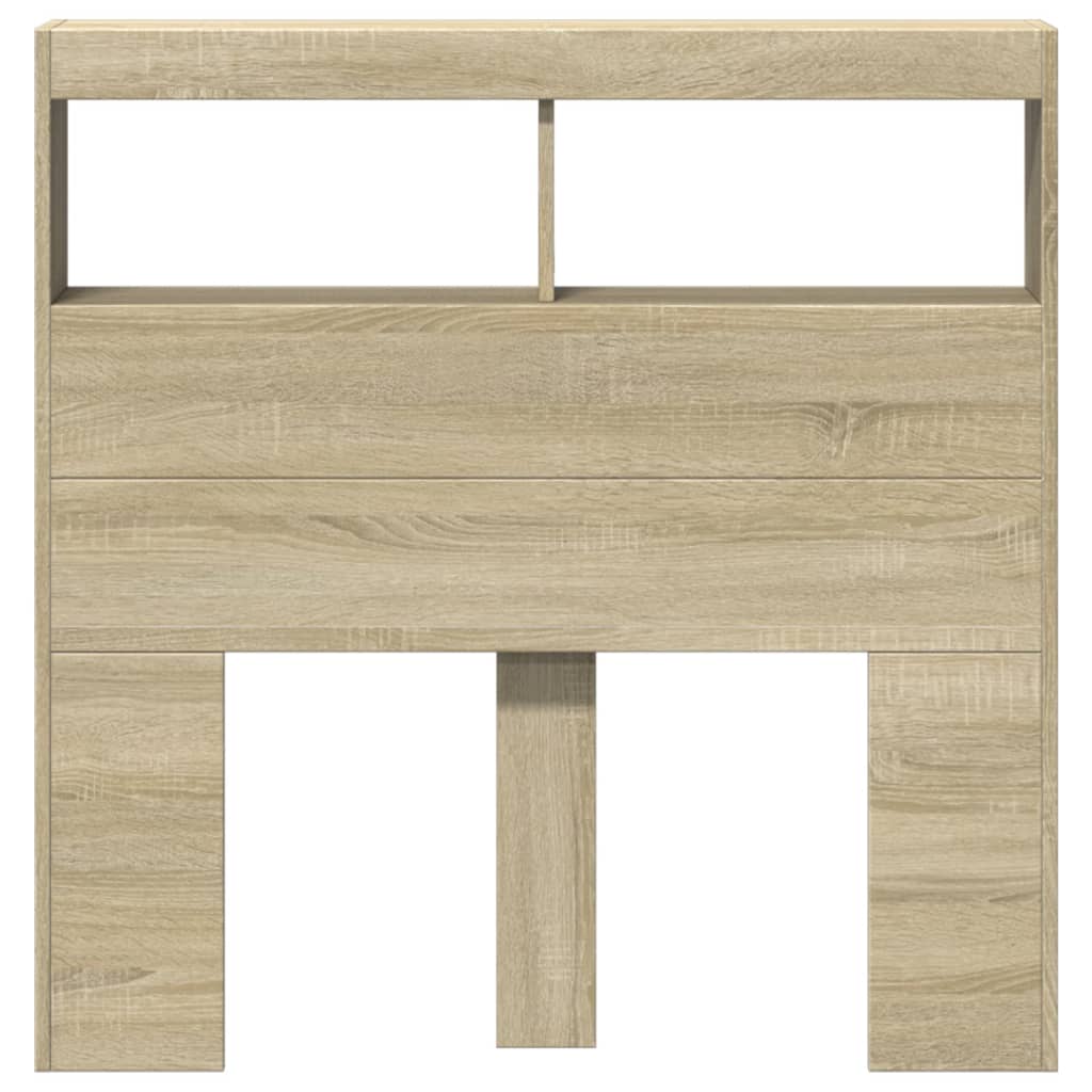 vidaXL Headboard Cabinet with LED Sonoma Oak 100x17x102 cm 6