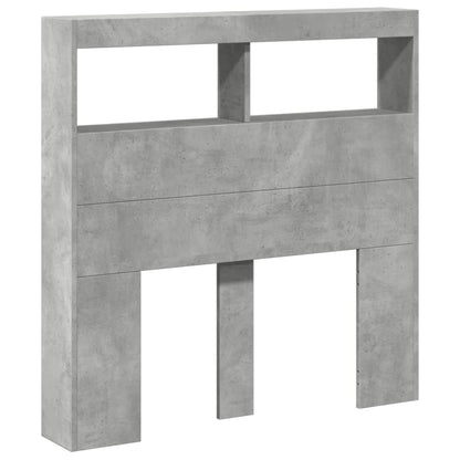 vidaXL Headboard Cabinet with LED Concrete Grey 100x17x102 cm 3
