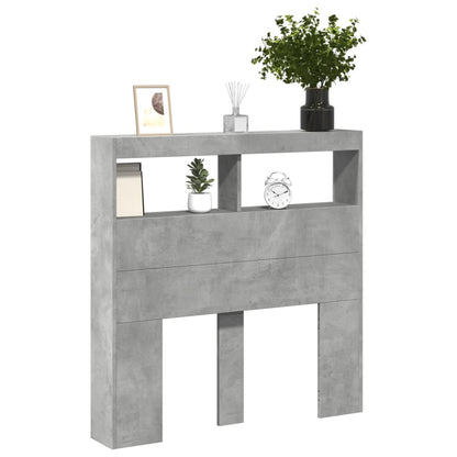 vidaXL Headboard Cabinet with LED Concrete Grey 100x17x102 cm 5