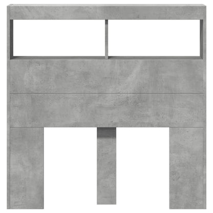 vidaXL Headboard Cabinet with LED Concrete Grey 100x17x102 cm 6