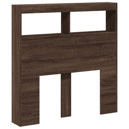 vidaXL Headboard Cabinet with LED Brown Oak 100x17x102 cm 3