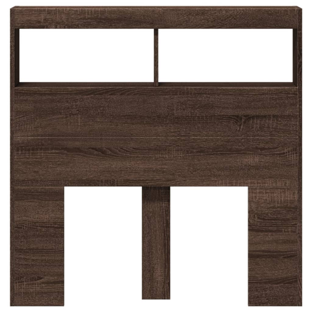 vidaXL Headboard Cabinet with LED Brown Oak 100x17x102 cm 6