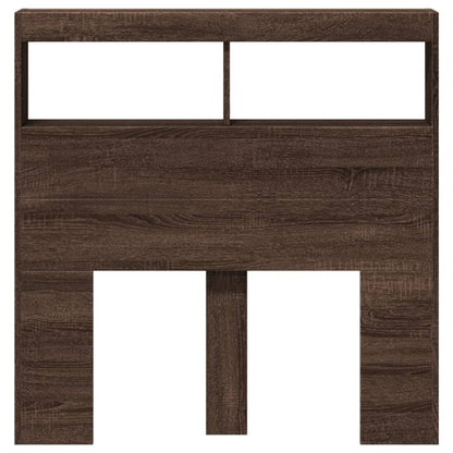 vidaXL Headboard Cabinet with LED Brown Oak 100x17x102 cm 6