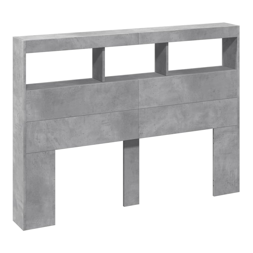Headboard Cabinet with LED 140 x 17 x 102 cm Concrete grey