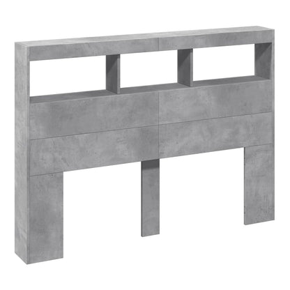 Headboard Cabinet with LED 140 x 17 x 102 cm Concrete grey