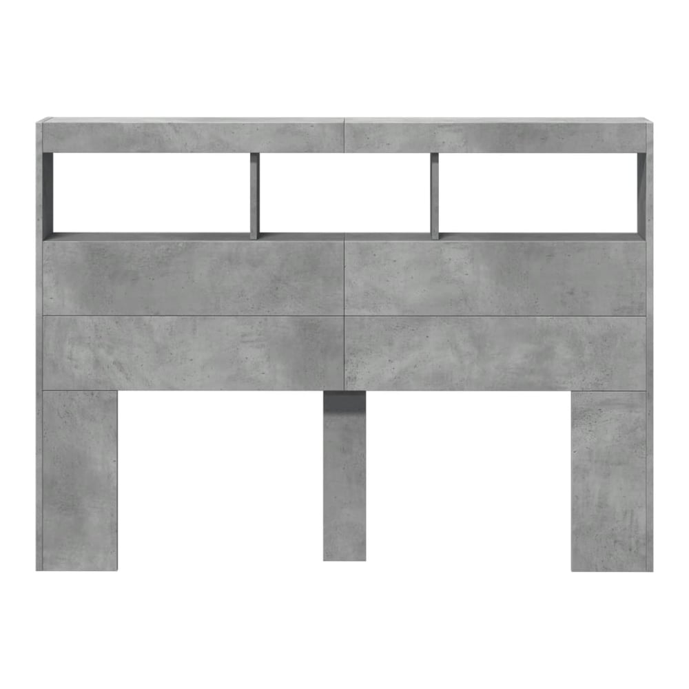 Headboard Cabinet with LED 140 x 17 x 102 cm Concrete grey