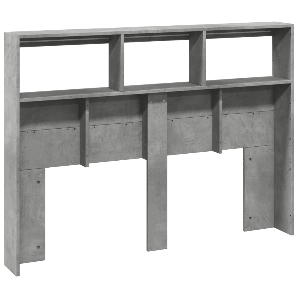 Headboard Cabinet with LED 140 x 17 x 102 cm Concrete grey