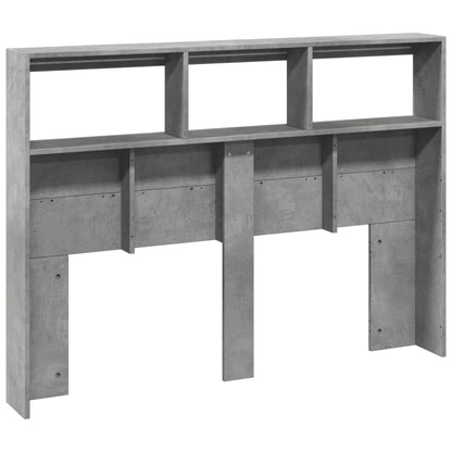 Headboard Cabinet with LED 140 x 17 x 102 cm Concrete grey