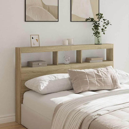 Headboard Cabinet with LED 160 x 17 x 102 cm Sonoma oak