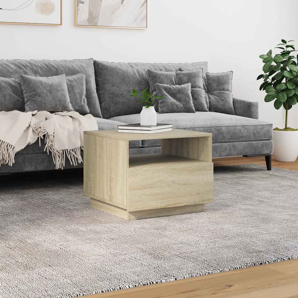 vidaXL Coffee Table with LED Lights Sonoma Oak 50x49x40 cm 4
