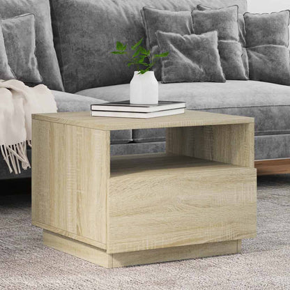 vidaXL Coffee Table with LED Lights Sonoma Oak 50x49x40 cm 1
