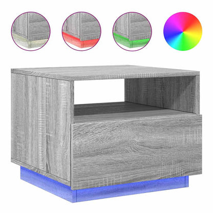 vidaXL Coffee Table with LED Lights Grey Sonoma 50x49x40 cm 2