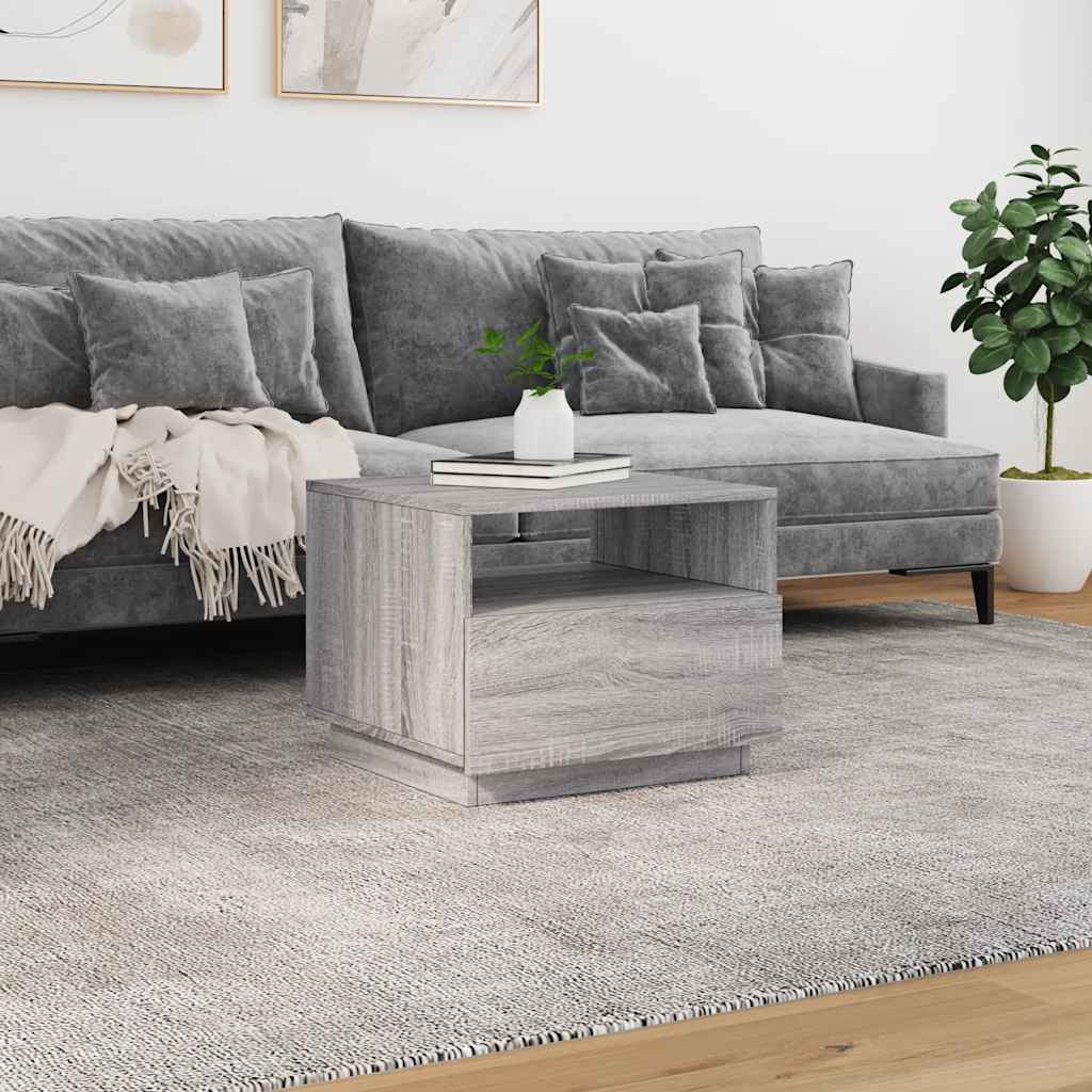 vidaXL Coffee Table with LED Lights Grey Sonoma 50x49x40 cm 4