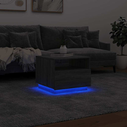 vidaXL Coffee Table with LED Lights Grey Sonoma 50x49x40 cm 5
