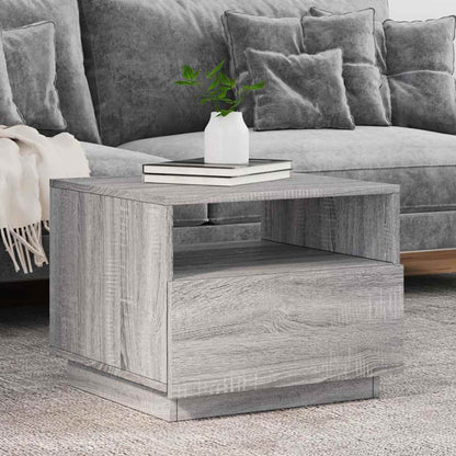 vidaXL Coffee Table with LED Lights Grey Sonoma 50x49x40 cm 1