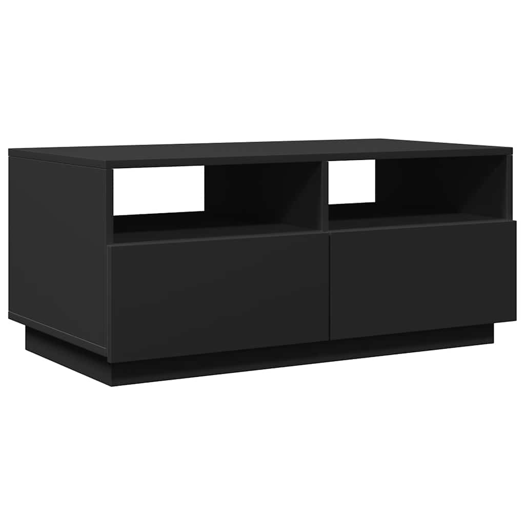 vidaXL Coffee Table with LED Lights Black 90x49x40 cm 3