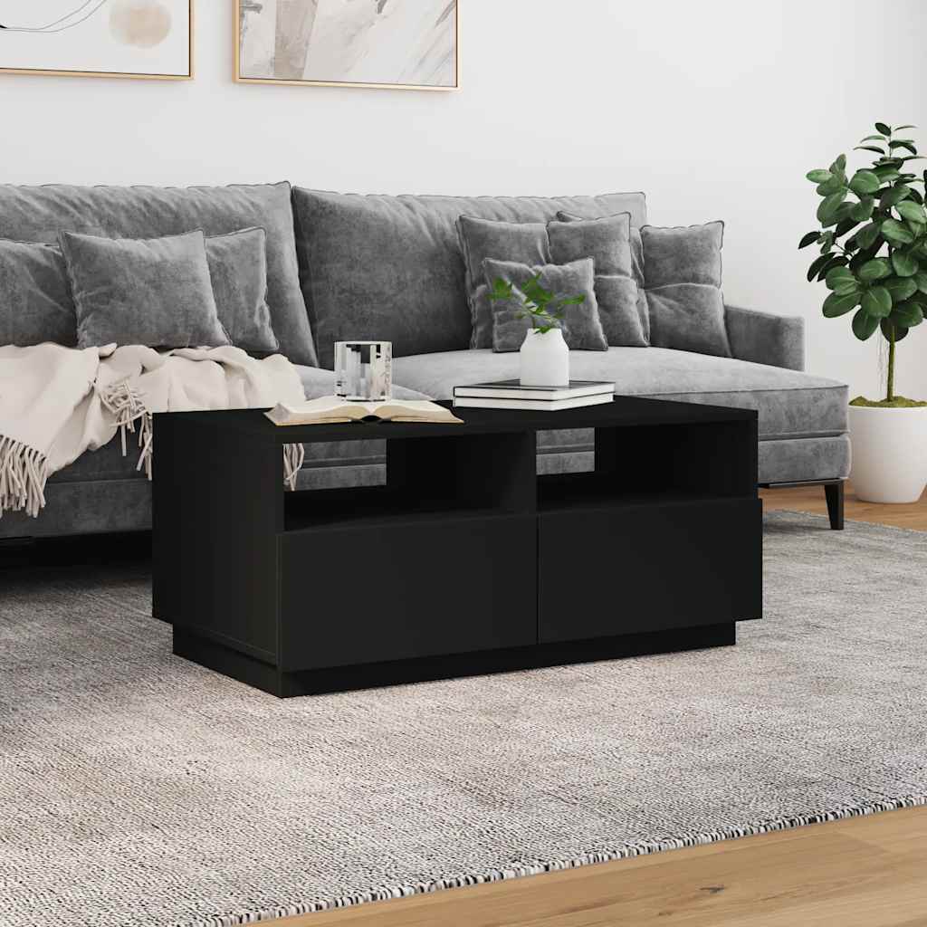 vidaXL Coffee Table with LED Lights Black 90x49x40 cm 4