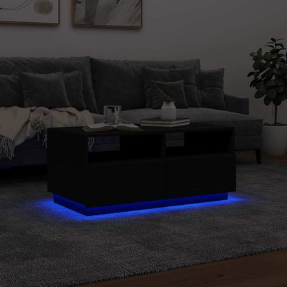 vidaXL Coffee Table with LED Lights Black 90x49x40 cm 5