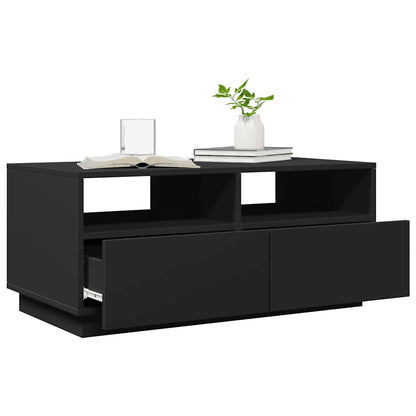 vidaXL Coffee Table with LED Lights Black 90x49x40 cm 6